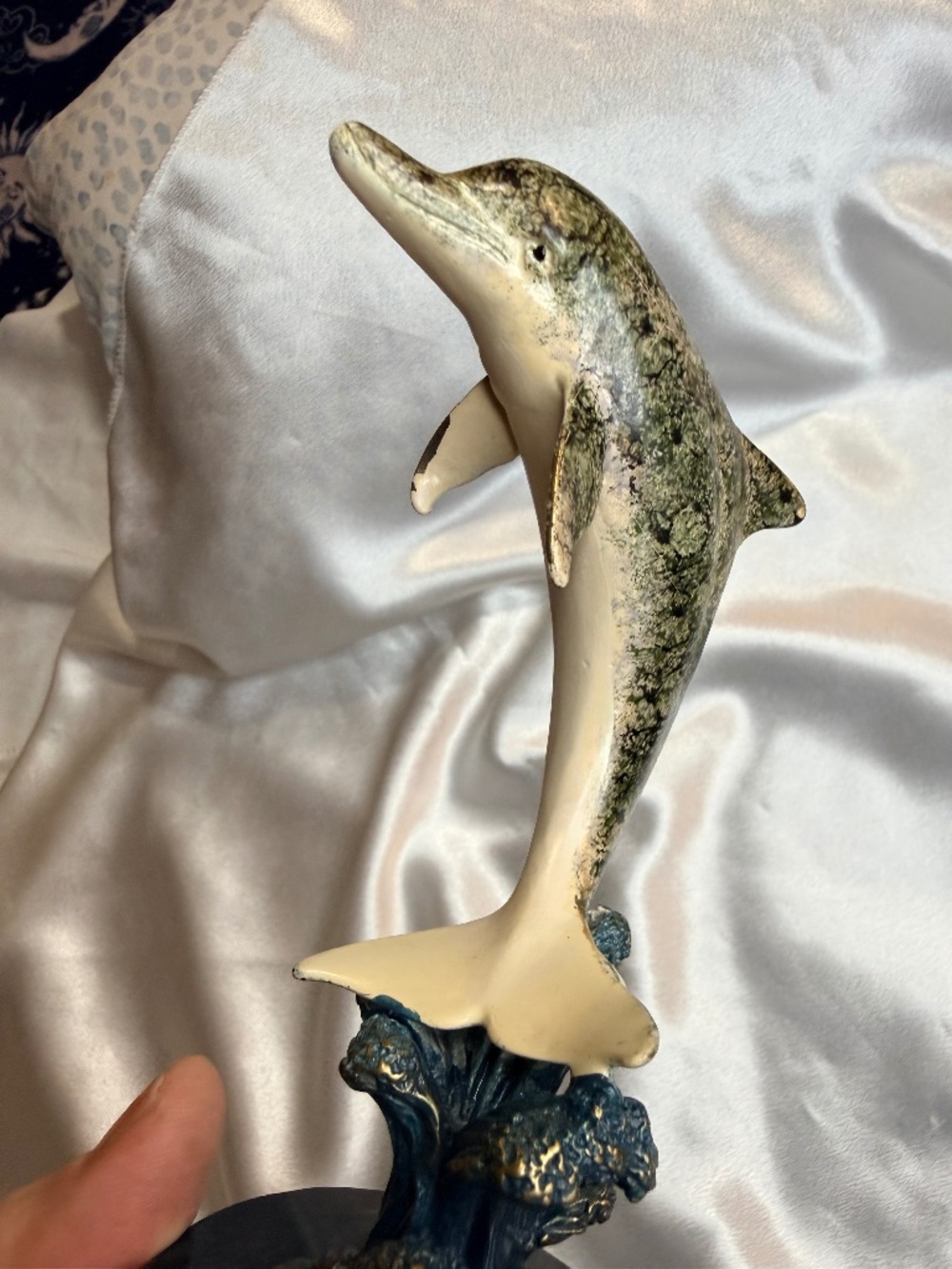 SPI San Pacific International Brass Dolphin Sculpture Marble Base Figurine